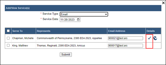 The All Participants Have Service icon indicates whether the minimum service requirement has been satisfied for each participant.